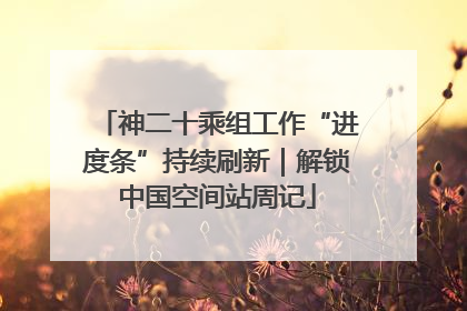 神二十乘组工作“进度条”持续刷新｜解锁中国空间站周记