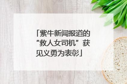 紫牛新闻报道的“救人女司机”获见义勇为表彰