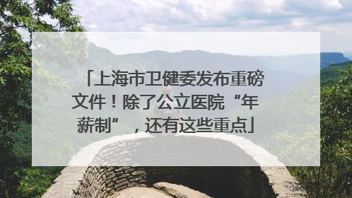 上海市卫健委发布重磅文件！除了公立医院“年薪制”，还有这些重点