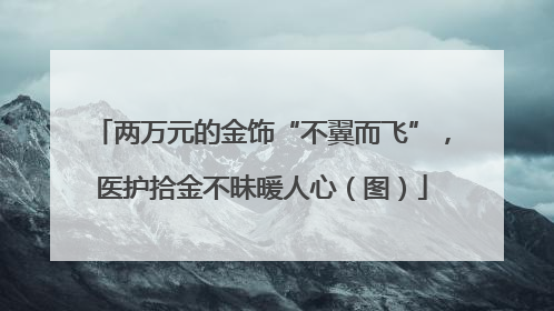 两万元的金饰“不翼而飞”，医护拾金不昧暖人心（图）