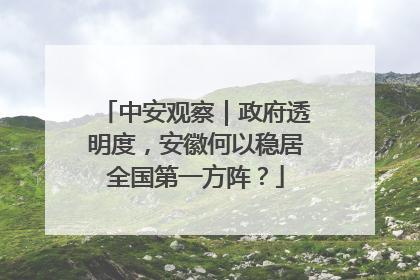 中安观察｜政府透明度，安徽何以稳居全国第一方阵？
