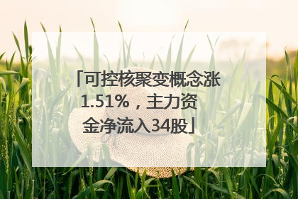 可控核聚变概念涨1.51%，主力资金净流入34股