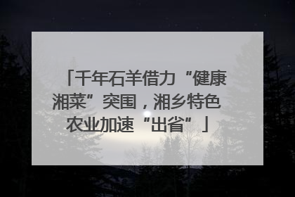 千年石羊借力“健康湘菜”突围，湘乡特色农业加速“出省”