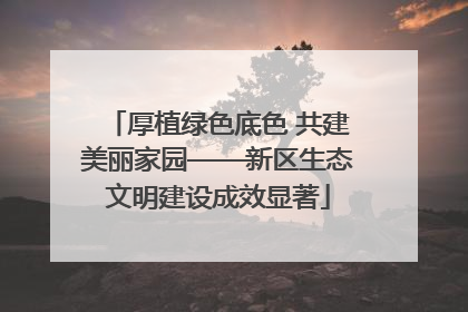 厚植绿色底色 共建美丽家园——新区生态文明建设成效显著