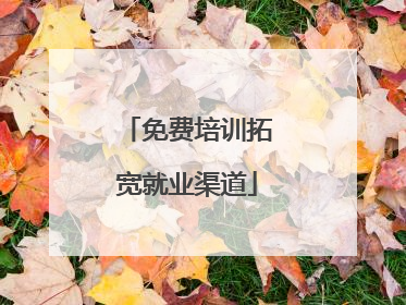 免费培训拓宽就业渠道