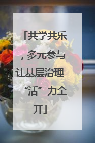 共学共乐，多元参与让基层治理“活”力全开