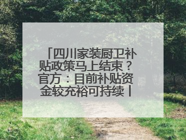四川家装厨卫补贴政策马上结束？官方：目前补贴资金较充裕可持续丨民情瞭望