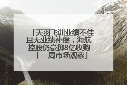天羽飞训业绩不佳且无业绩补偿，海航控股仍豪掷8亿收购丨一周市场观察