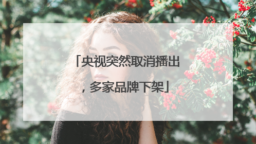 央视突然取消播出，多家品牌下架