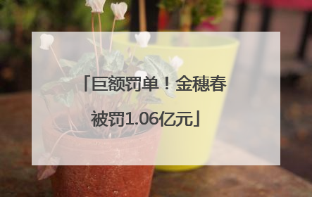 巨额罚单！金穗春被罚1.06亿元