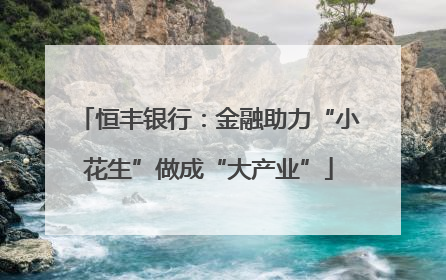 恒丰银行：金融助力“小花生”做成“大产业”
