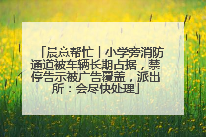 晨意帮忙丨小学旁消防通道被车辆长期占据，禁停告示被广告覆盖，派出所：会尽快处理