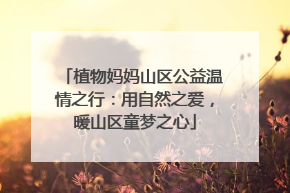 植物妈妈山区公益温情之行：用自然之爱，暖山区童梦之心