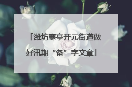 潍坊寒亭开元街道做好汛期“备”字文章