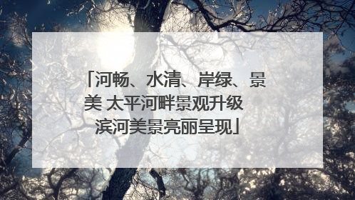 河畅、水清、岸绿、景美 太平河畔景观升级 滨河美景亮丽呈现