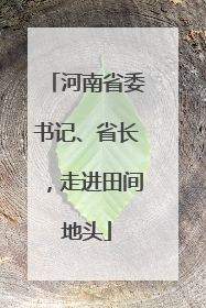 河南省委书记、省长，走进田间地头