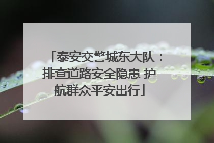 泰安交警城东大队：排查道路安全隐患 护航群众平安出行