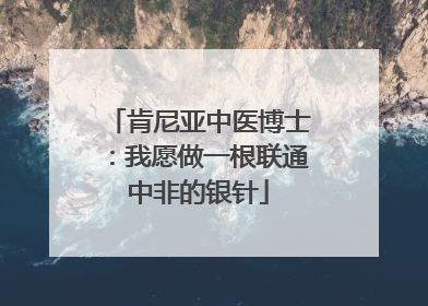 肯尼亚中医博士：我愿做一根联通中非的银针