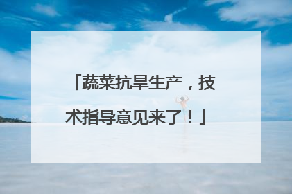 蔬菜抗旱生产，技术指导意见来了！