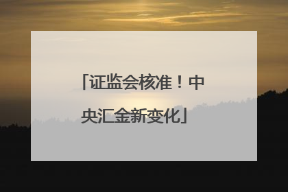 证监会核准！中央汇金新变化