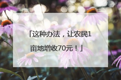 这种办法，让农民1亩地增收70元！