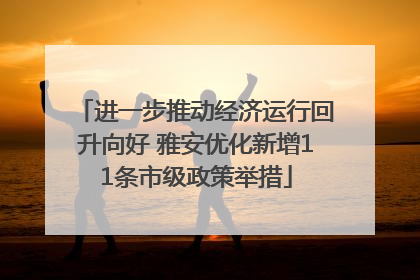 进一步推动经济运行回升向好 雅安优化新增11条市级政策举措