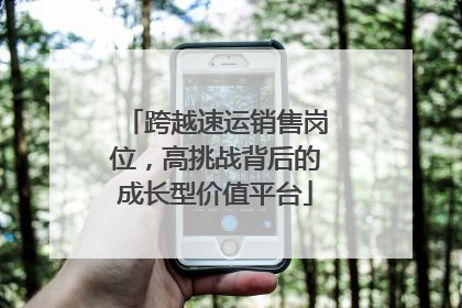 跨越速运销售岗位，高挑战背后的成长型价值平台