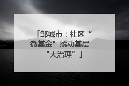 邹城市：社区“微基金”撬动基层“大治理”