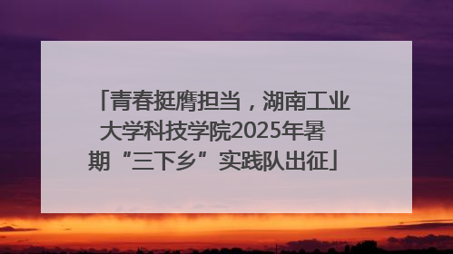 青春挺膺担当，湖南工业大学科技学院2025年暑期“三下乡”实践队出征