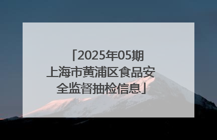 2025年05期上海市黄浦区食品安全监督抽检信息