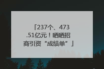 237个、473.51亿元！晒晒招商引资“成绩单”